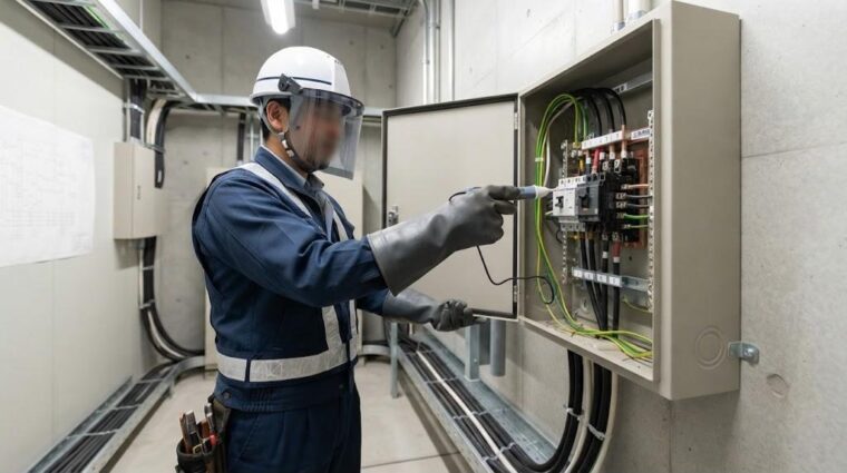 検電による停電確認（安全イメージ）