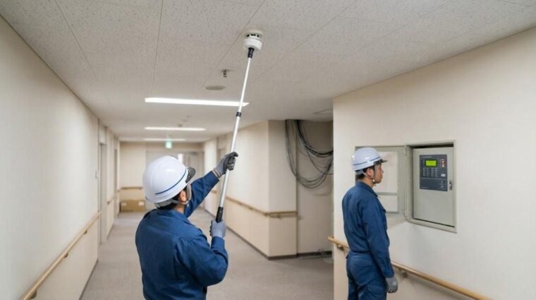 感知器の取付と試験（AI生成イメージ）