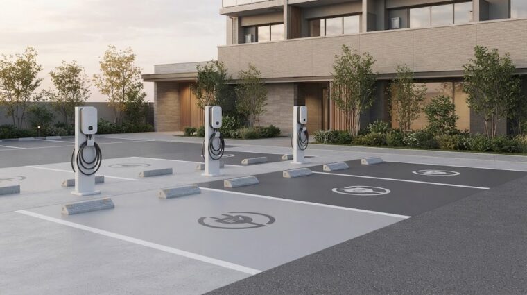 マンション駐車場のEV充電設備の完成予想（提案パース）