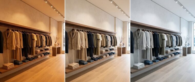 色温度の比較・アパレル店舗