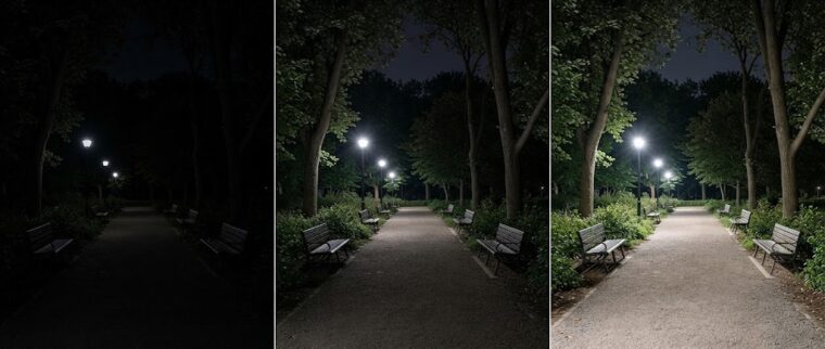 園路灯の明るさ段階・公園の遊歩道