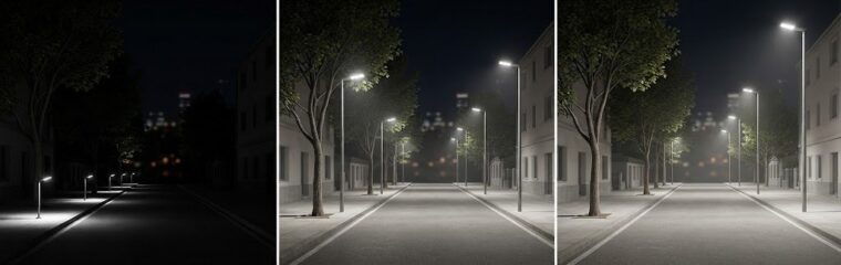 街灯の取付高さの比較・照射範囲の違い