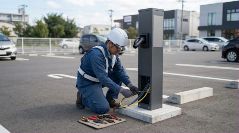 EV充電器の設置（AI生成イメージ）