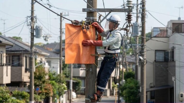 絶縁用保護具の使用（AI生成イメージ）