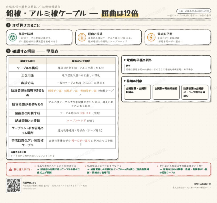 技術情報通信｜鉛被・アルミ被ケーブル配線（防護・屈曲・電磁的平衡）