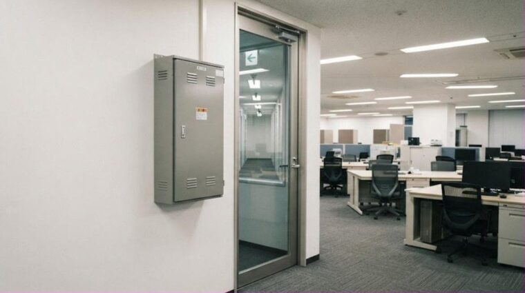 分電盤の配置イメージ・事務所テナント（入口脇の壁面）