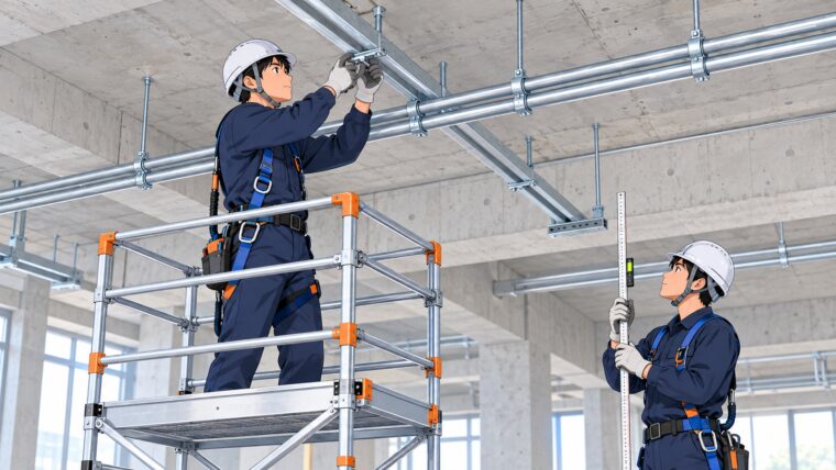 電線管支持金物の取付（AI生成イメージ）