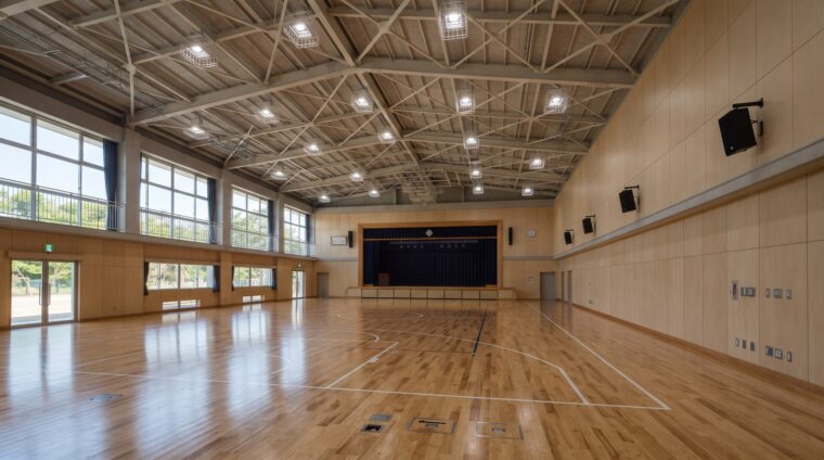 学校の電気設備イメージ・体育館（AI生成イメージ）