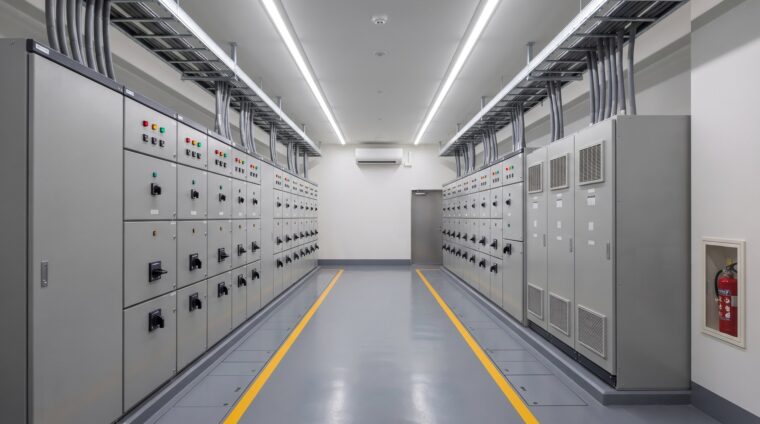 工場の電気設備イメージ・コントロールセンター室（AI生成イメージ）