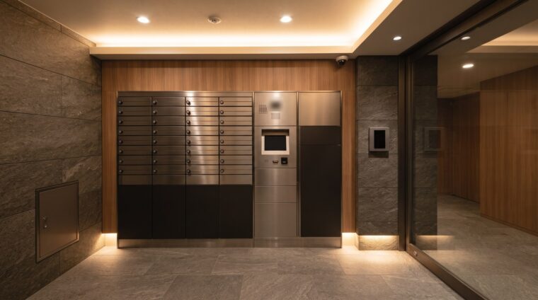 マンションの電気設備イメージ・宅配ボックス（AI生成イメージ）