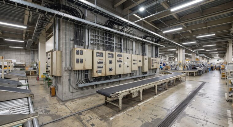 郵便局の電気設備イメージ・仕分け作業場（AI生成イメージ）