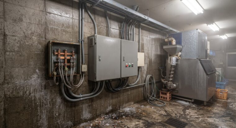 漁港の電気設備イメージ・製氷施設（AI生成イメージ）