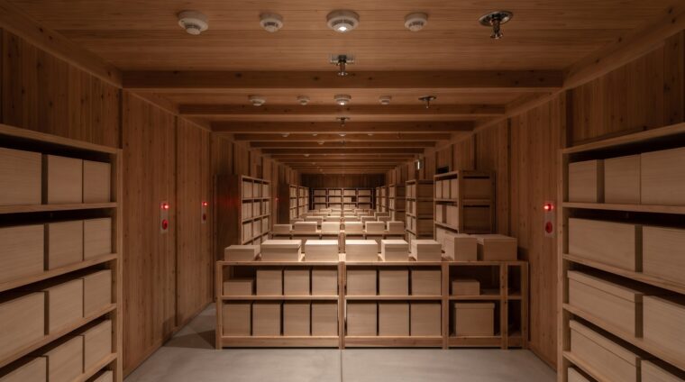 博物館の電気設備イメージ・収蔵庫（AI生成イメージ）