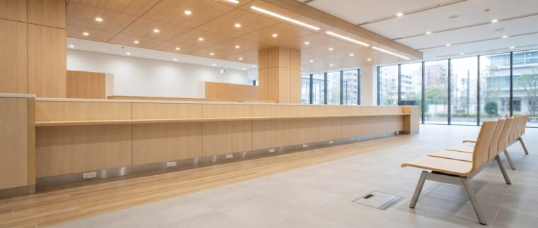 市役所の電気設備イメージ・市民窓口ロビー（AI生成イメージ）